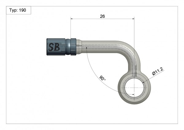 Ringfitting Typ 190 Ø11.2mm 90° S Anschluss silber