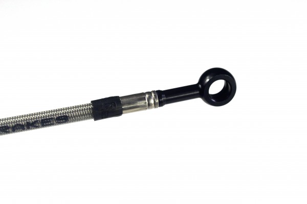 Stahl-Flex Bremsleitung Cross Anschluss schwarz, Leitung transparent mit SB-Logo