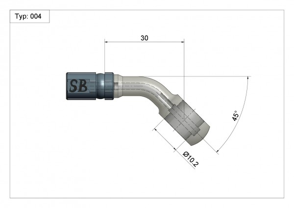 Ringfitting Typ 004 Ø10mm 45° Anschluss blau