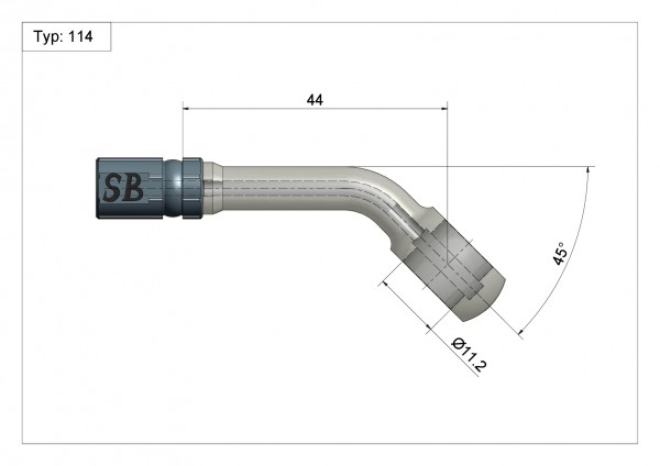 Ringfitting Typ 114 Ø11.2mm 45° Anschluss silber