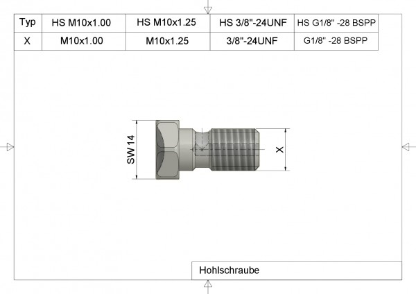 Hohlschraube 3/8" Hohlschraube 3/8" -24UNF Anschluss blau