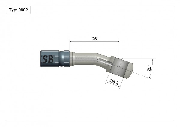 Ringfitting K-Ø14 Vario Typ 0802 Ø08mm 20°Anschluss schwarz