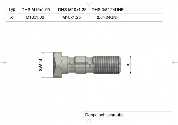 Doppelhohlschraube Doppelhohlschraube 3/8" -24UNF Anschluss silber