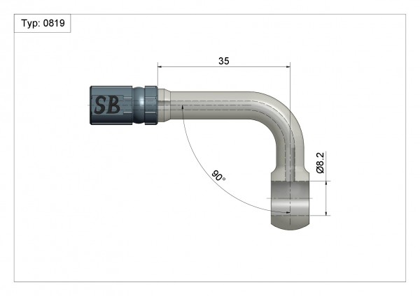 Ringfitting K-Ø14 Standard Typ 0819 Ø08mm 90°Anschluss silber