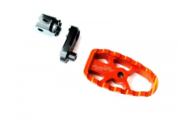 Fußrastensatz Komfort 1-teilig mit Gummiauflage, Variogelenk und 30mmVarioplatte orange glänzend, s