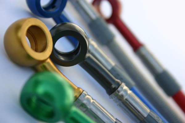 Stahl-Flex Bremsleitungskit Anschluss anthrazit, Leitung carbon look