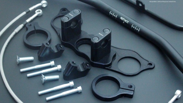 Superbike Umbau komplett Big Bar KTM 1190 RC8R silber, Lenker silber, Anschluss silber, Leitung blau