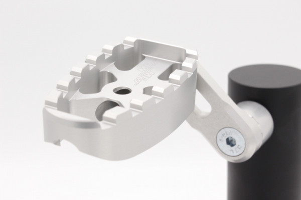 Enduro Fußrasten Set mit Variogelenk und  25-50mm Varioplatte silber glänzend, silber glänzend