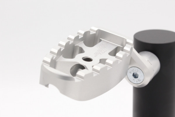 Enduro Fußrasten Set mit Variogelenk und 23mm Varioplatte  silber glänzend, silber glänzend
