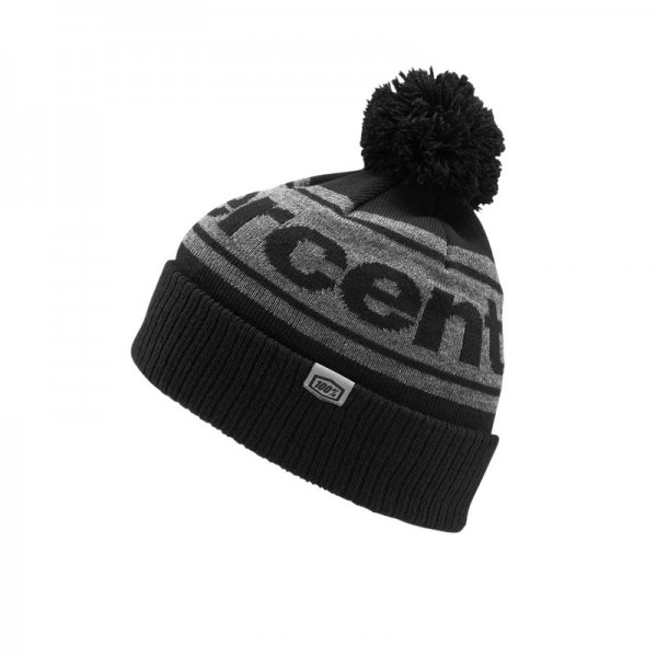 100 percent Beanie Cuff Rise Pom schwarz